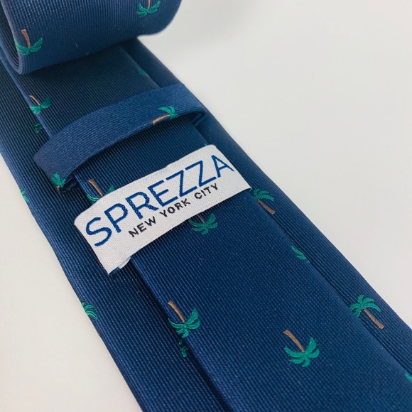 Sprezza Navy Blue Palm Tree Necktie Career - Picture 3 of 4